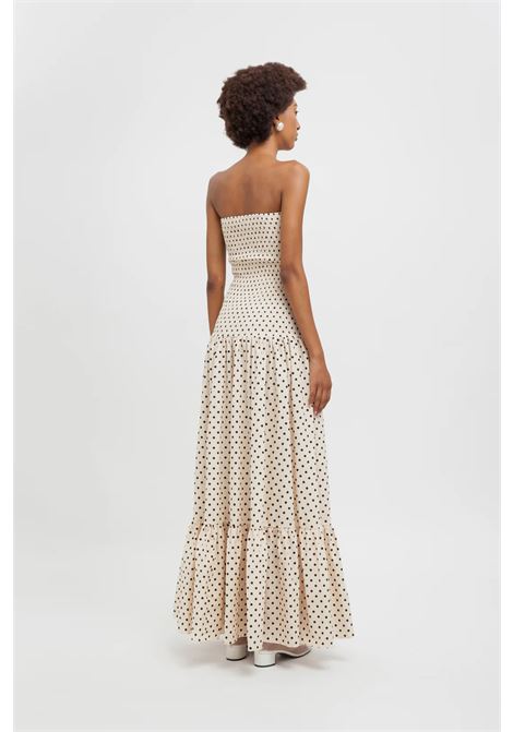 Weili Zheng long smocked bandeau cotton muslin dress with polka dots WEILI ZHENG |  | S26DL13PD03